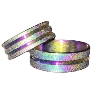 Colorful Titanium Stainless Steel Tie Tye Dye Gritty Glittery Scrub Ring Band